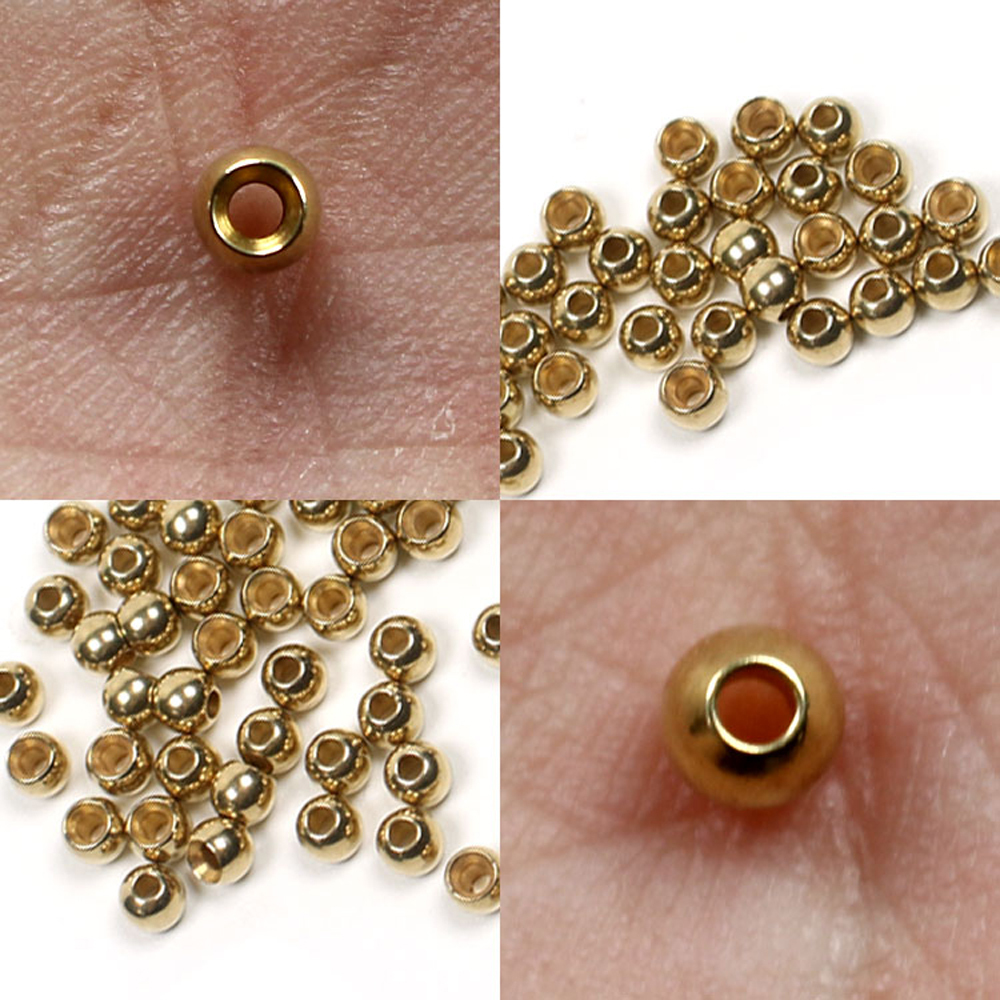 ICERIO 100PCS Fly Tying Brass Beads for Nymph Streamer Bugs Fly Hook Fishing Tying Materials 2.4mm 2.8mm 3.3mm 3.8mm