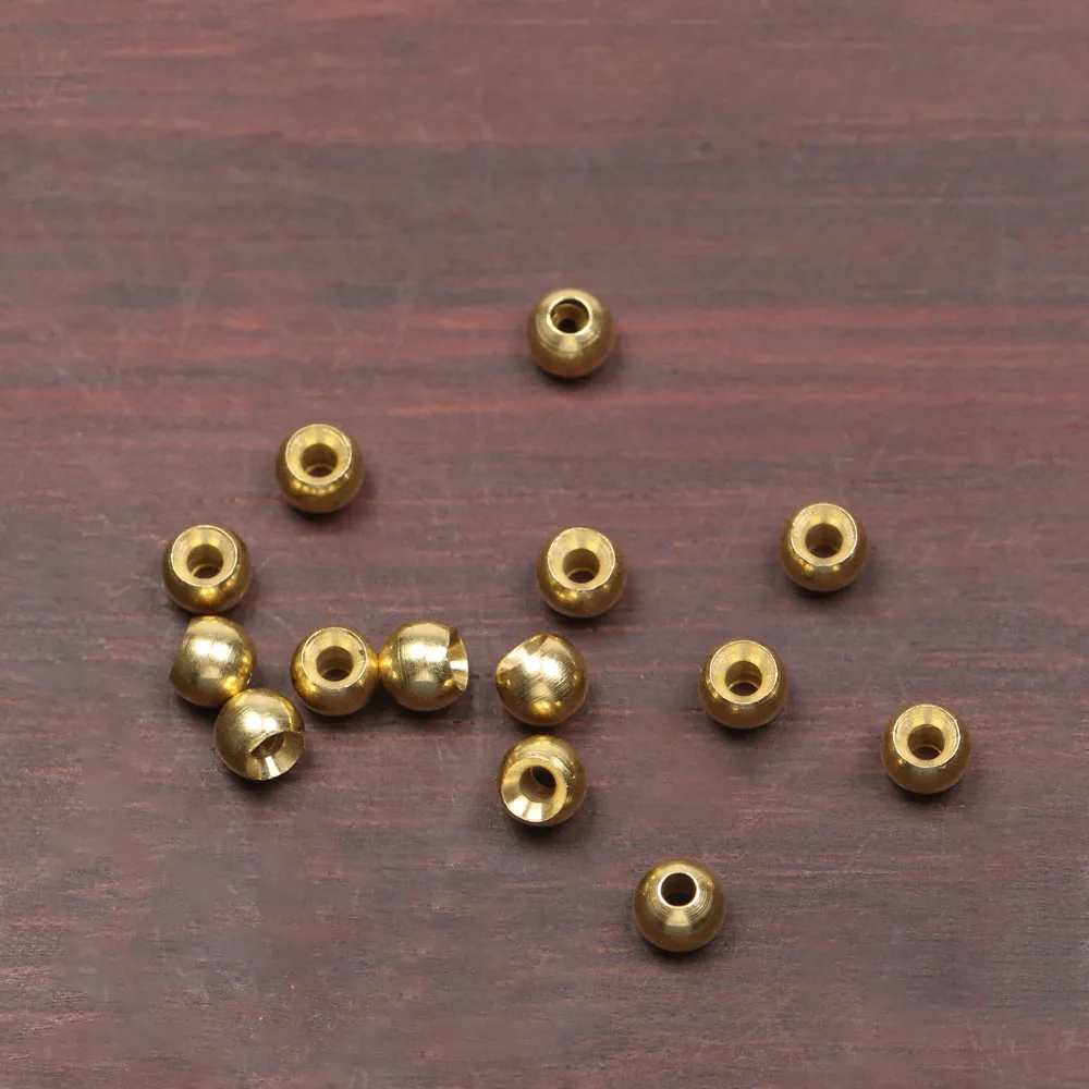 ICERIO 100PCS Fly Tying Brass Beads for Nymph Streamer Bugs Fly Hook Fishing Tying Materials 2.4mm 2.8mm 3.3mm 3.8mm