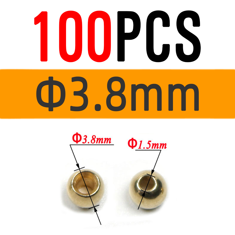 ICERIO 100PCS Fly Tying Brass Beads for Nymph Streamer Bugs Fly Hook Fishing Tying Materials 2.4mm 2.8mm 3.3mm 3.8mm