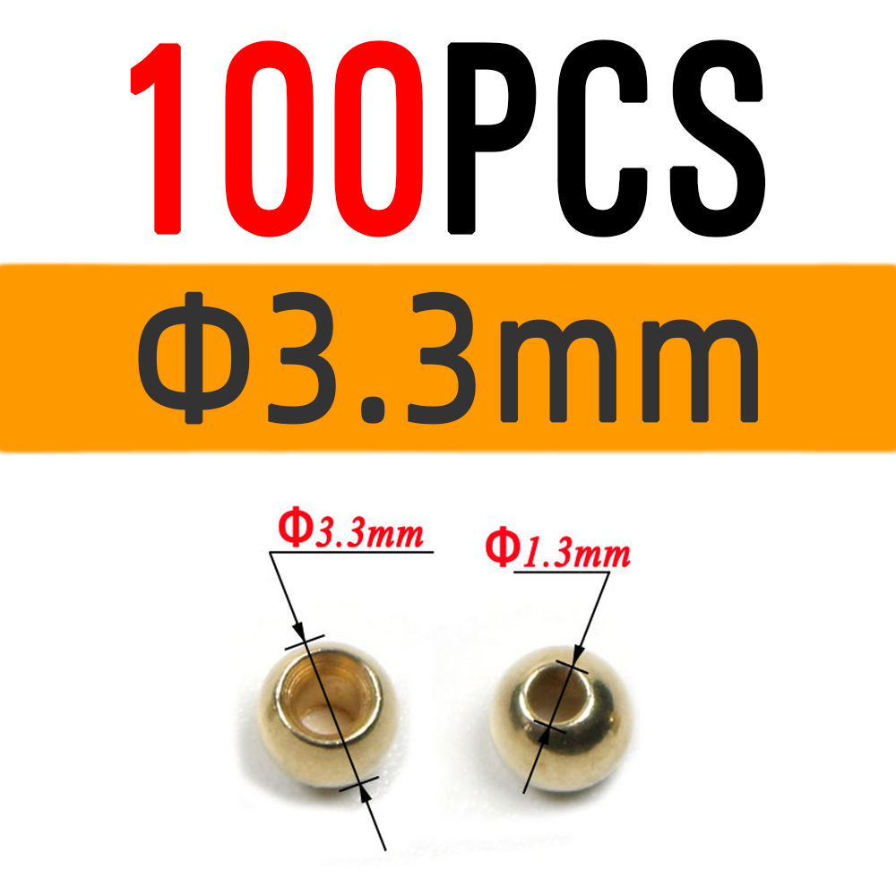 ICERIO 100PCS Fly Tying Brass Beads for Nymph Streamer Bugs Fly Hook Fishing Tying Materials 2.4mm 2.8mm 3.3mm 3.8mm