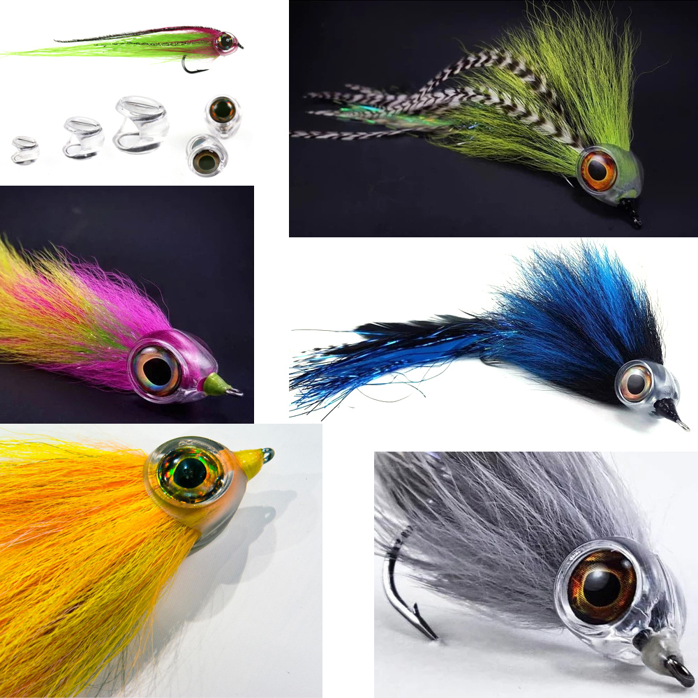 ICERIO 30PCS Fly Tying Fish Skull Fish Masks with 3D Eyes for Making Streamer Pike Bass Trout Lures Saltwater Fly Tying Material