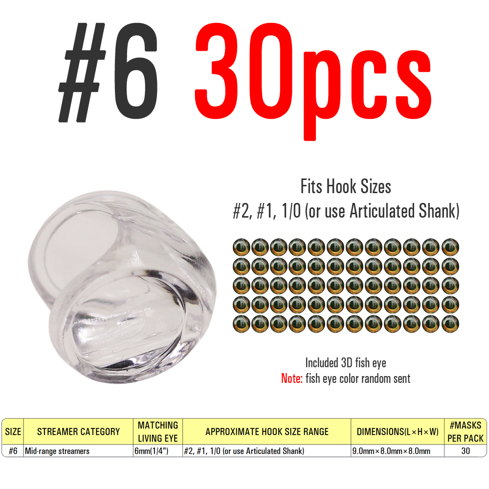 ICERIO 30PCS Fly Tying Fish Skull Fish Masks with 3D Eyes for Making Streamer Pike Bass Trout Lures Saltwater Fly Tying Material