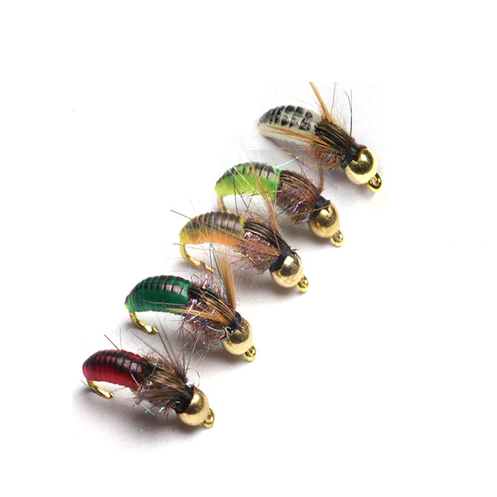 Brass Bead Head Fast Sinking Nymph Scud Bug Worm Flies Trout Fly Fishing Lure Bait