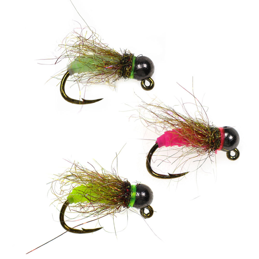 #10 #12 #14 #16 Barbed Tungsten Bead Head Jig Nymph Fly