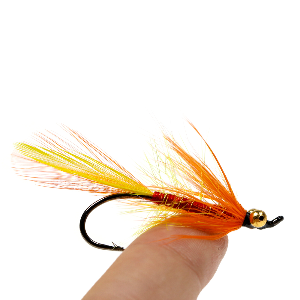 #2 #4 #6 Orange Rooster Hackle Wet Fly