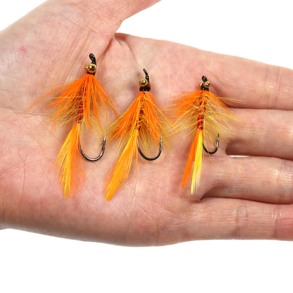 #2 #4 #6 Orange Rooster Hackle Wet Fly