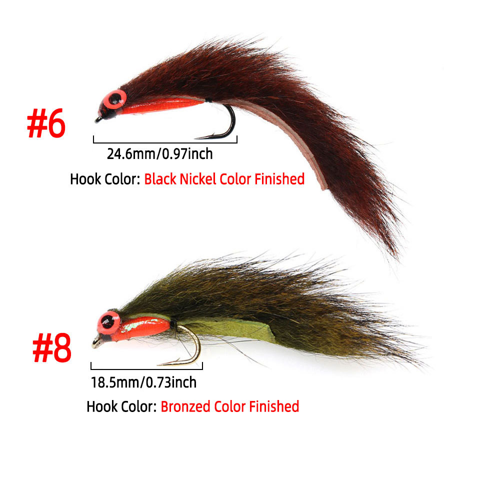 6# 8# Luminous 3D Fish Eyes Pine Squirrel Strip Zonker Streamer Fly
