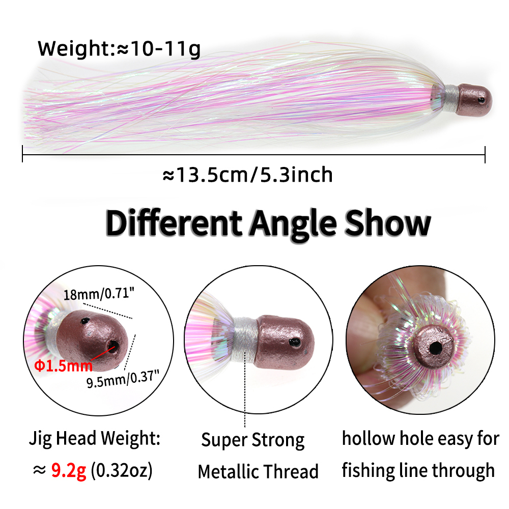 Saltwater Fishing Teasers Jig Head Mylar Flash Tail