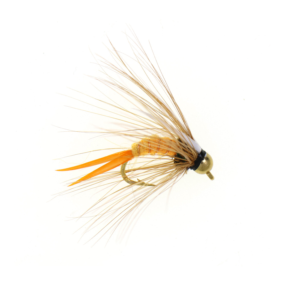 #12  Brass Bead Head Yellow Crazy Psycho Prince Nymphs