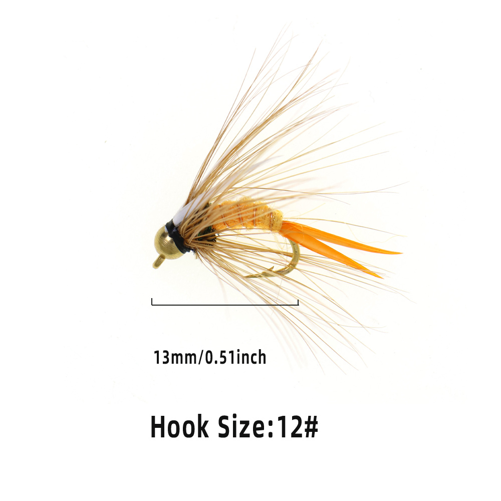 #12  Brass Bead Head Yellow Crazy Psycho Prince Nymphs