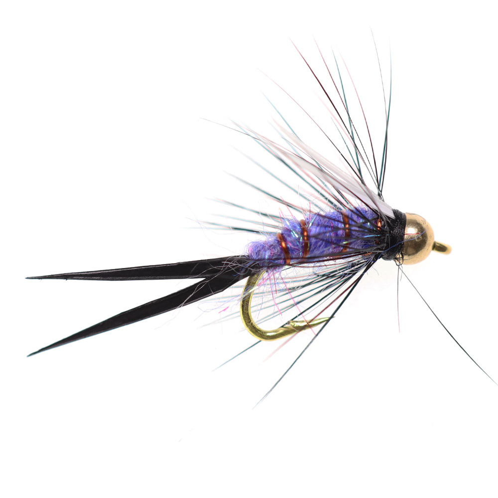#12  Brass Bead Head Purple Crazy Psycho Prince Nymphs