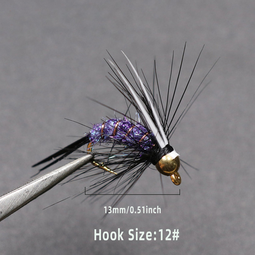 #12  Brass Bead Head Purple Crazy Psycho Prince Nymphs
