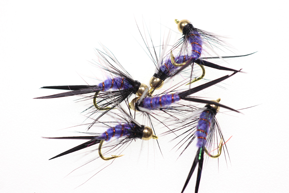 #12  Brass Bead Head Purple Crazy Psycho Prince Nymphs