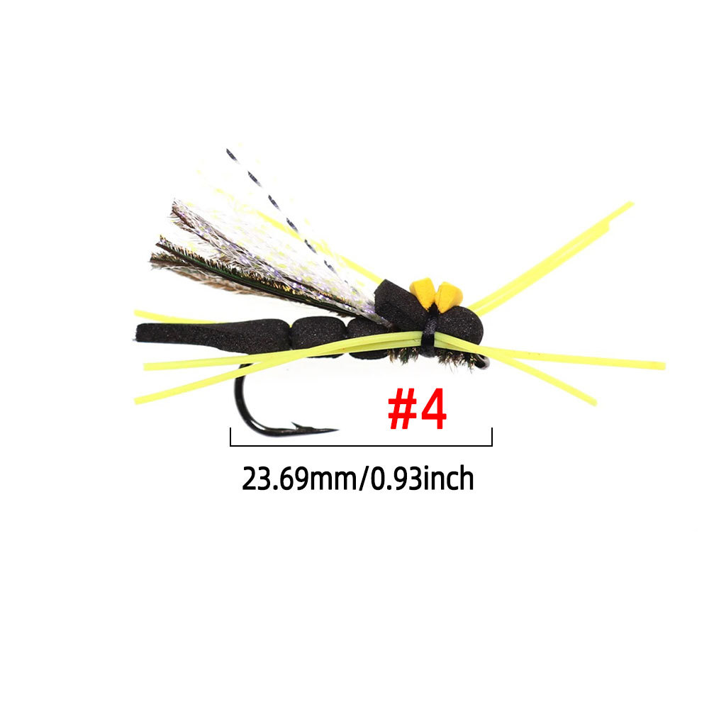 #4 Floating Foam Black Hopper Dry Fly