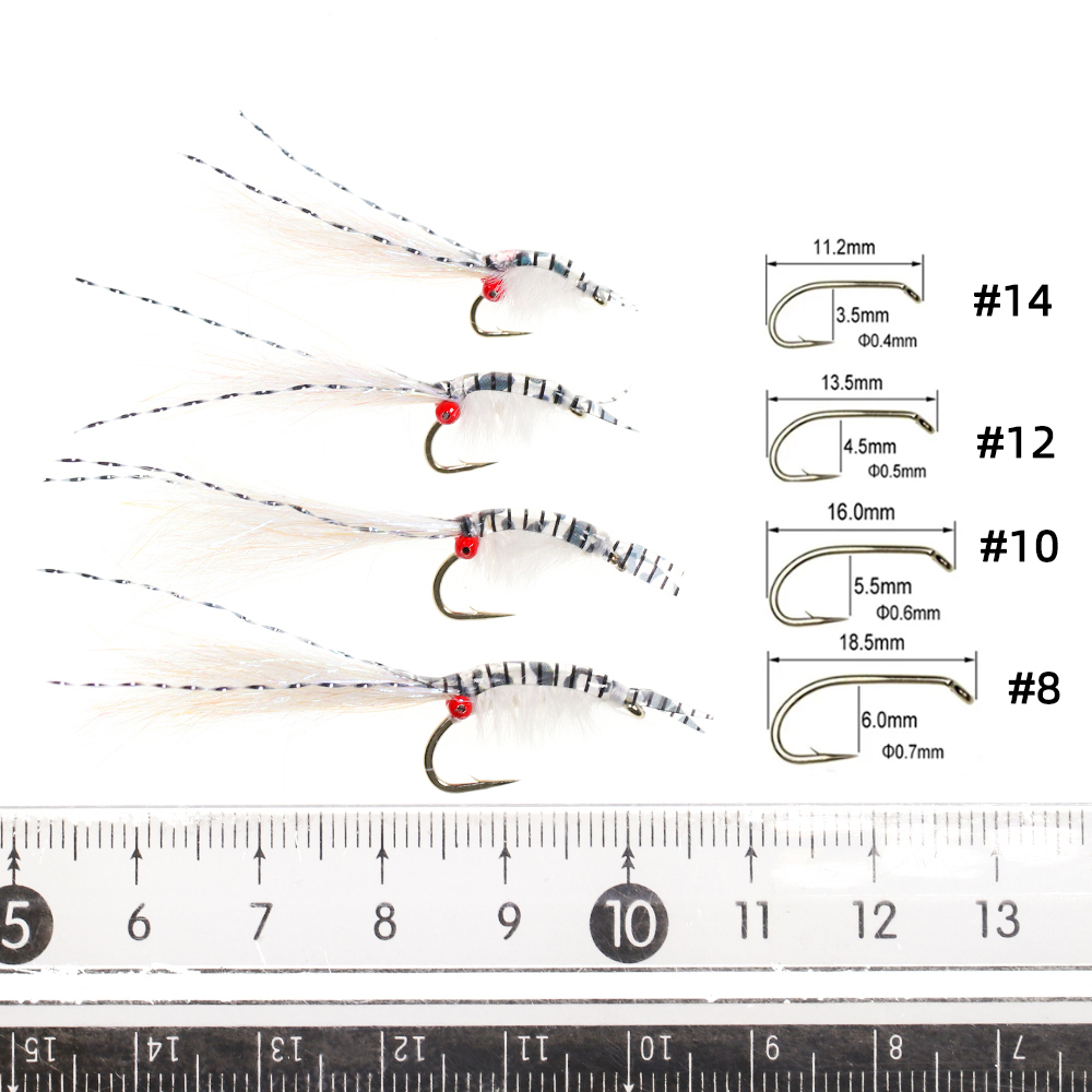 #8 #10 #12 #14 Synthetic Thin Skin Backing Striped Shrimp Fly