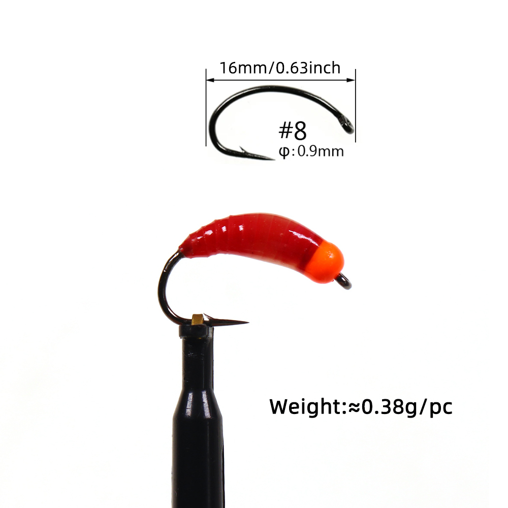 Ice Fishing Luminous Brass Bead Head Nymph Bug Worm Fly