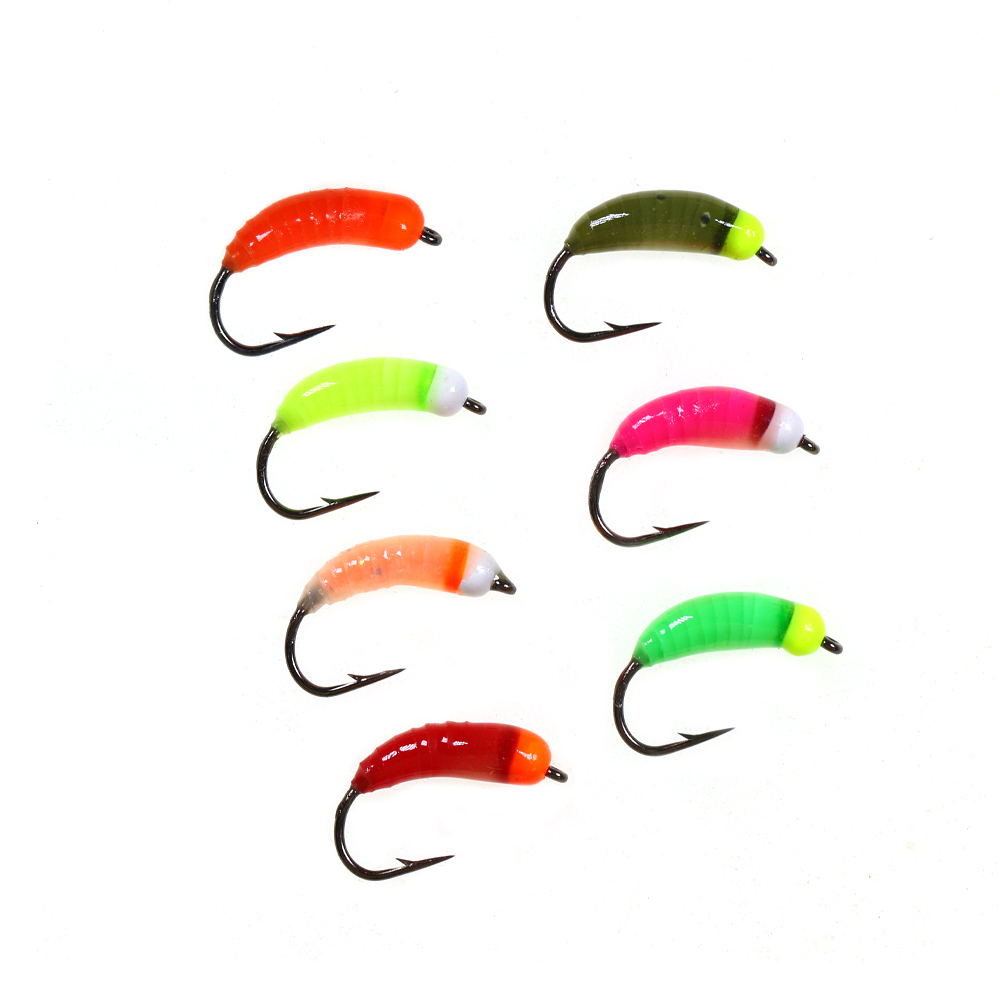 Ice Fishing Luminous Brass Bead Head Nymph Bug Worm Fly
