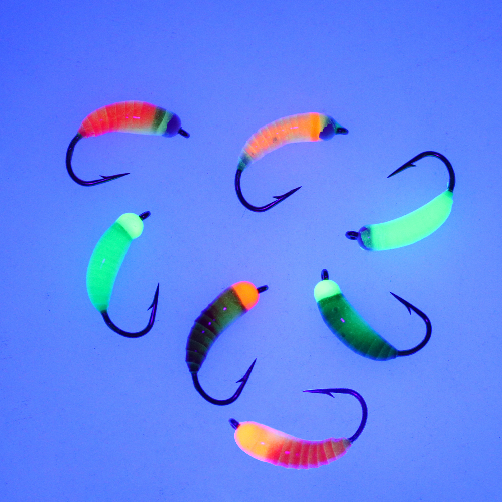Ice Fishing Luminous Brass Bead Head Nymph Bug Worm Fly