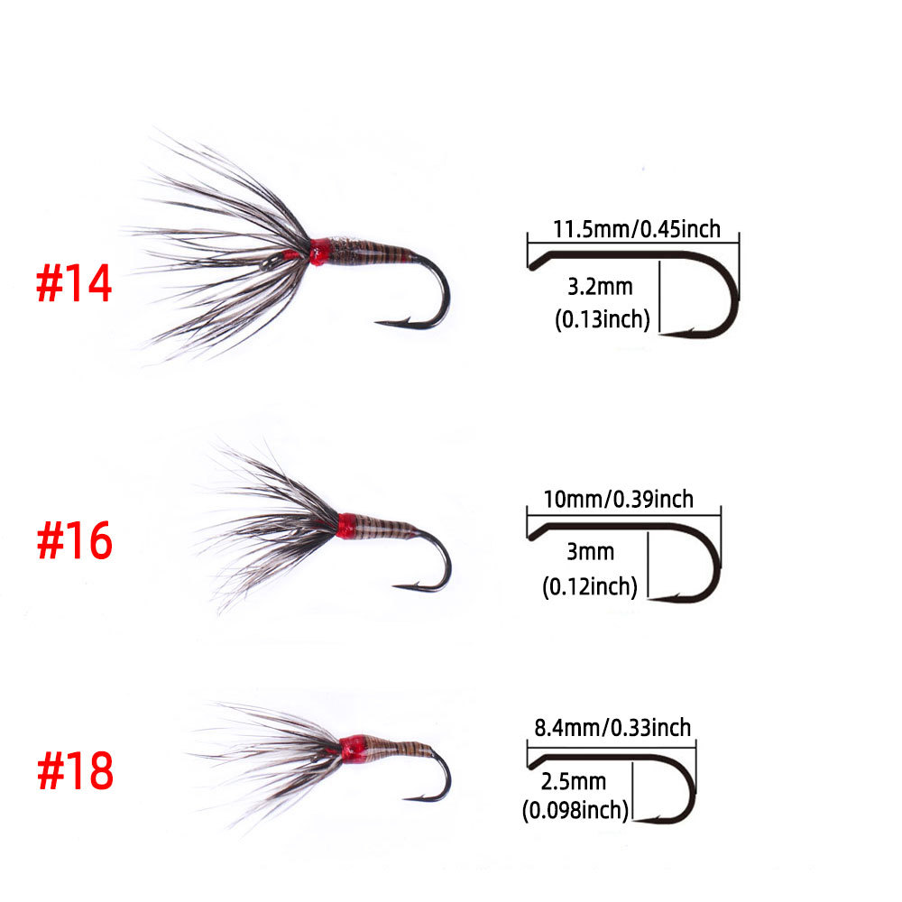 #14 #16 #18 Epoxy Tenkara Flies Parachute Grizzly Hackle Dry Flies