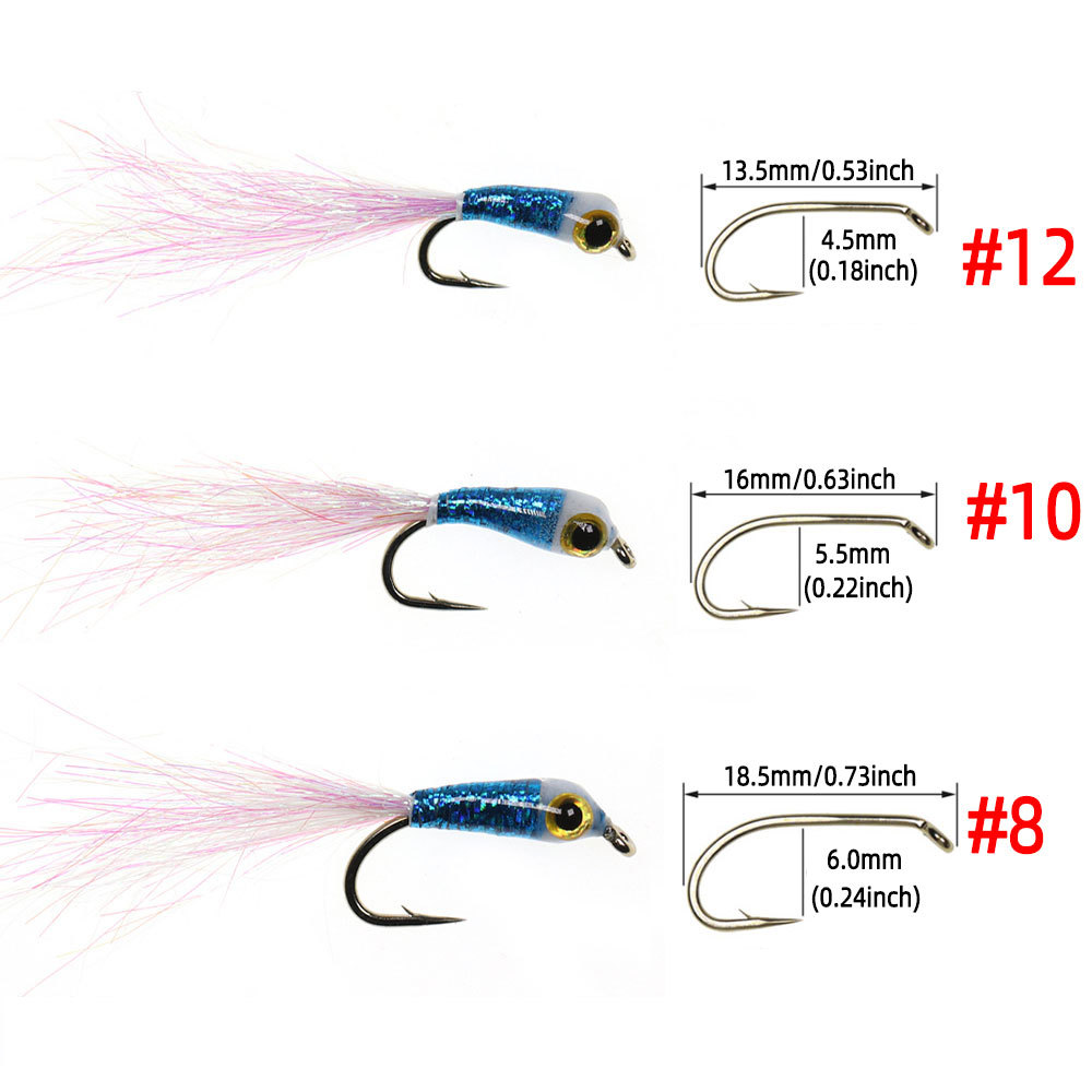 #8 #10 #12 3D Fish Eyes White Ice Dubbing Epoxy Minnow Streamers Fly