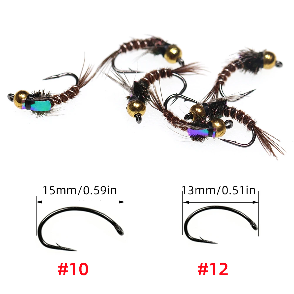 #10 #12 Pheasant Tail Brass Bead Head Nymphs