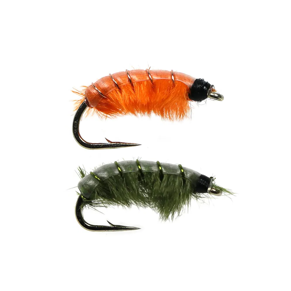 #12 Olive Orange Scud Nymph Fly