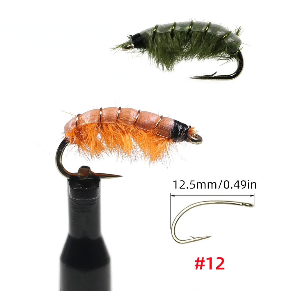 #12 Olive Orange Scud Nymph Fly