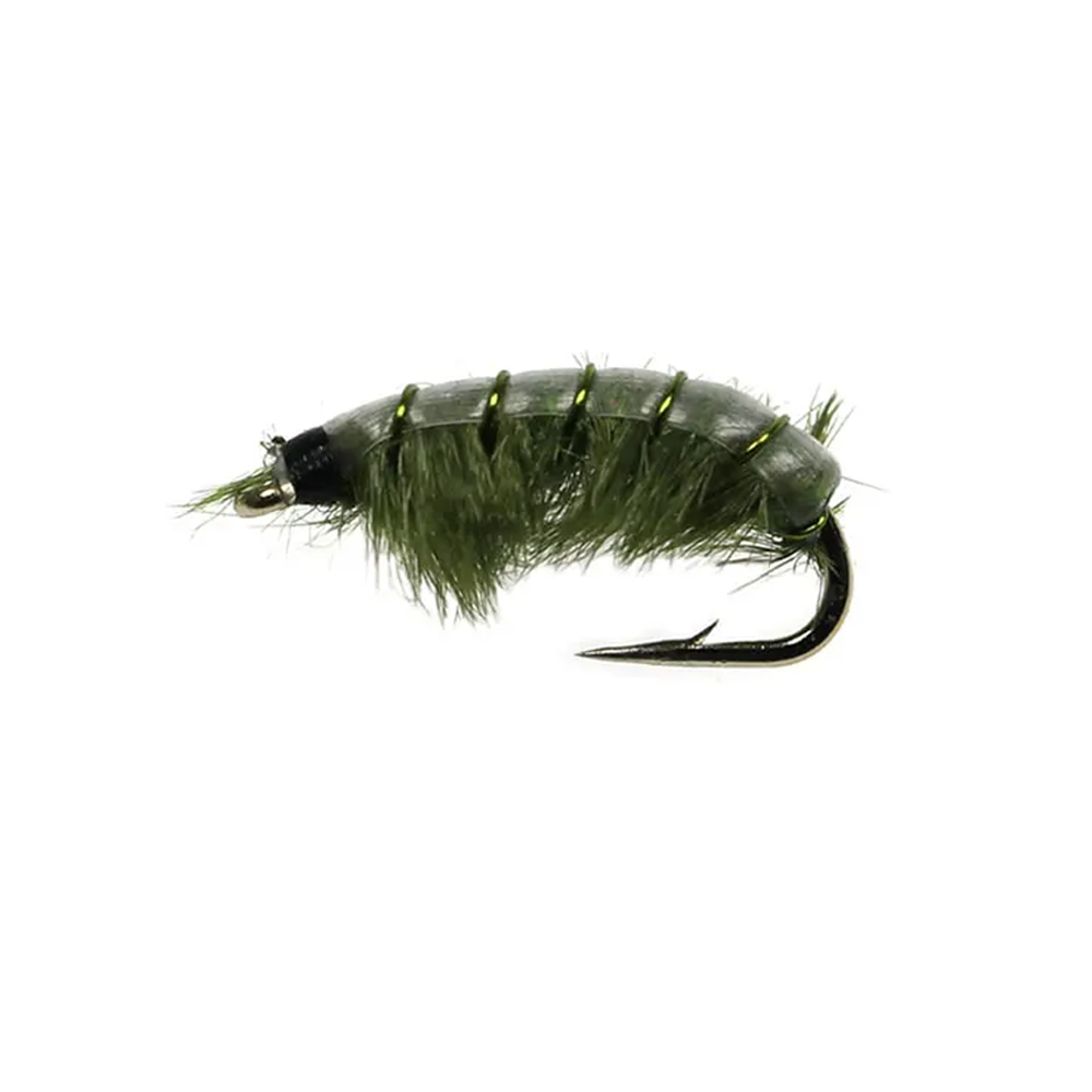 #12 Olive Orange Scud Nymph Fly