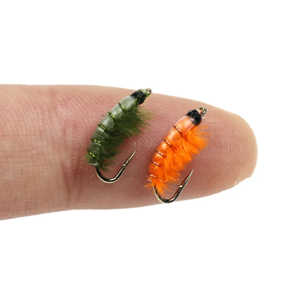 #12 Olive Orange Scud Nymph Fly
