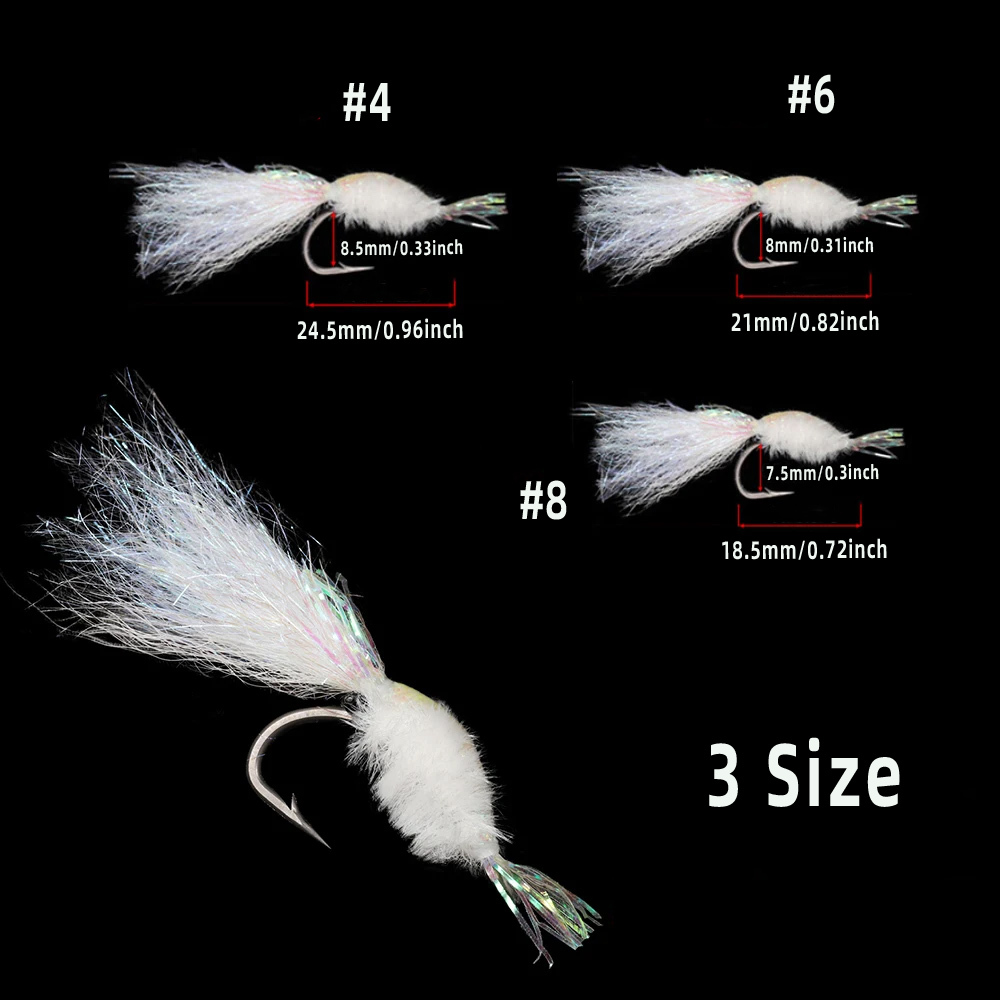 #4 #6 #8 Pearl White Ice Wing Shrimp Salt Fly Luminous Saltwater Freshwater Flies