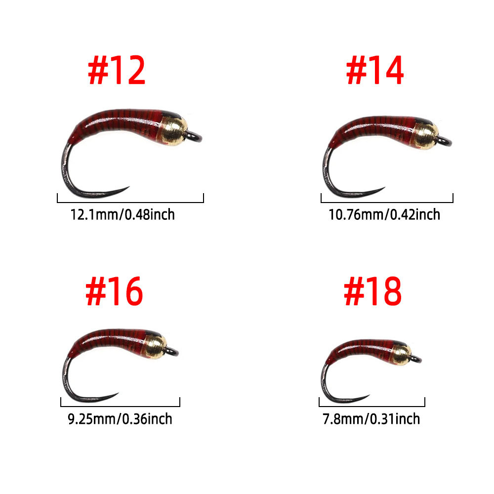 #6 #8 #10 #12 12# 14# 16# 18#  Brass Bead Head Barbless Peacock Quill Perdigon Nymph