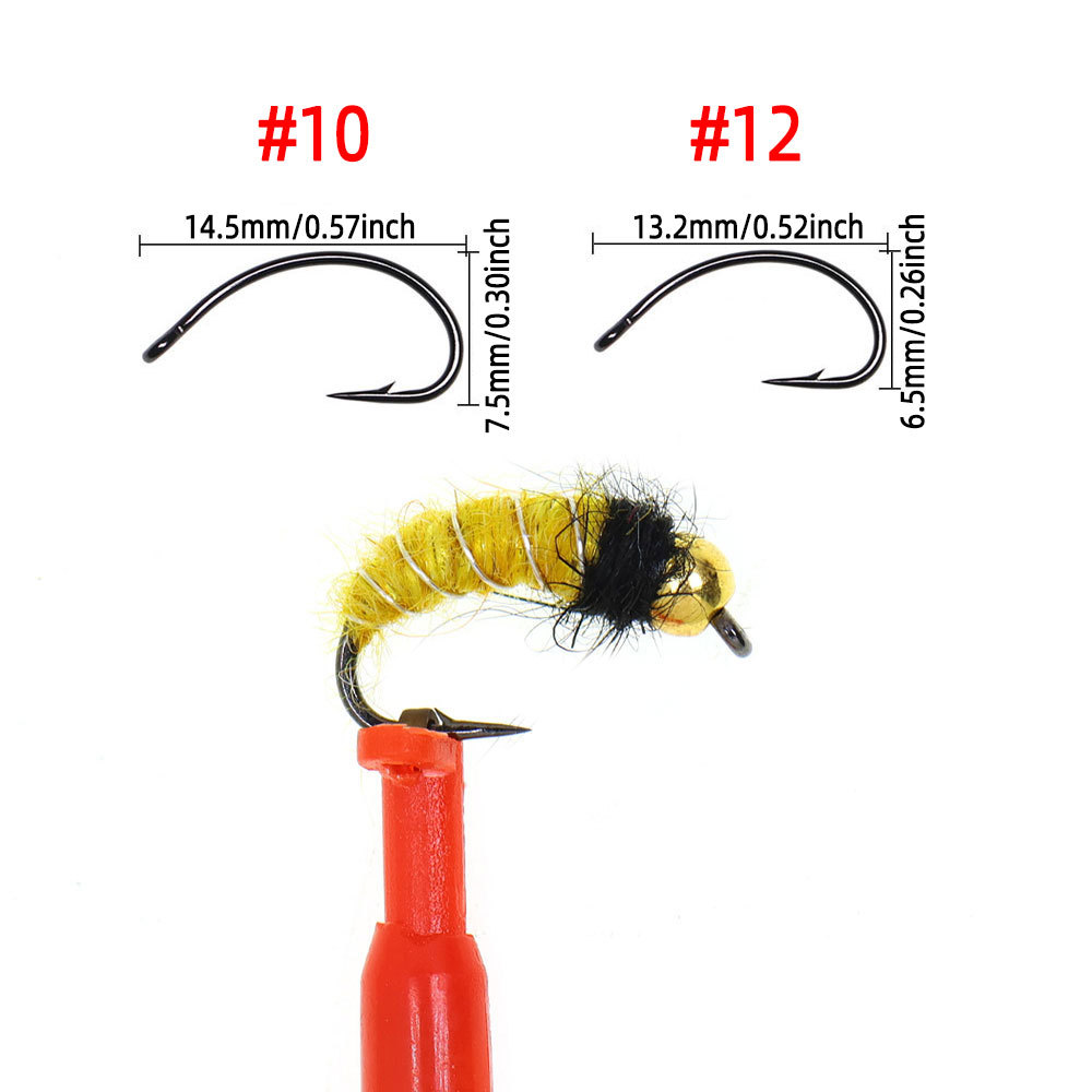 #10 #12  Brass Bead Head Fast Sinking Nymph Scud Bug Worm Flies