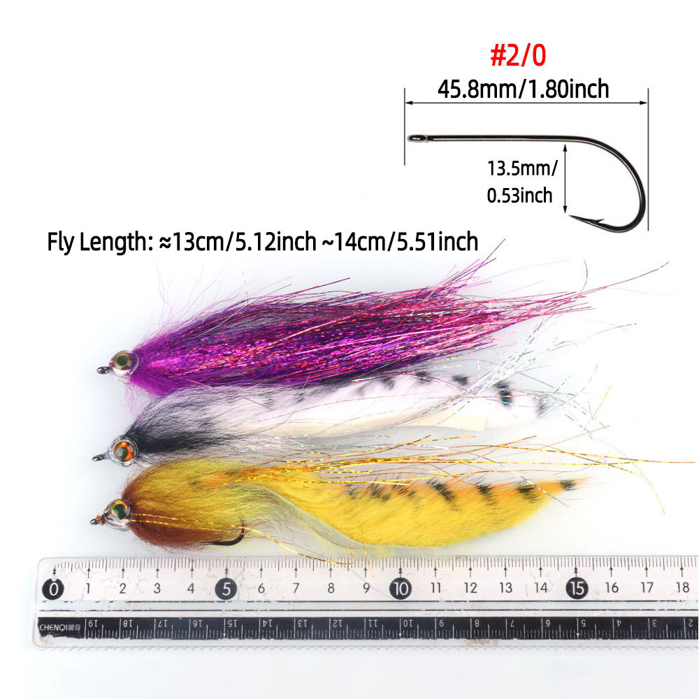 2/0 3D Fish Eyes Hare Strip Zonker Streamer Fly