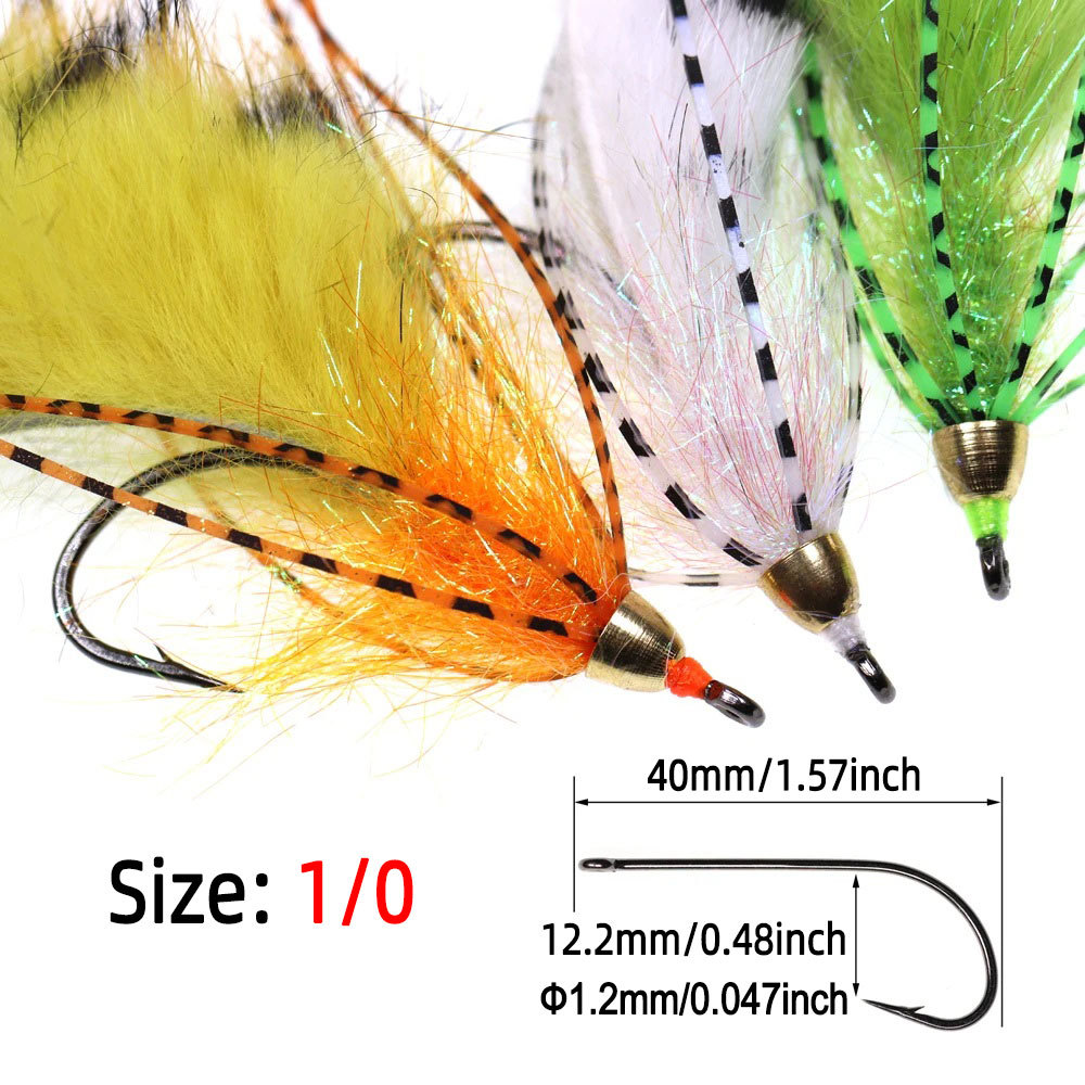 1/0 Brass Cone Heads Barred Zonker Streamers Flies