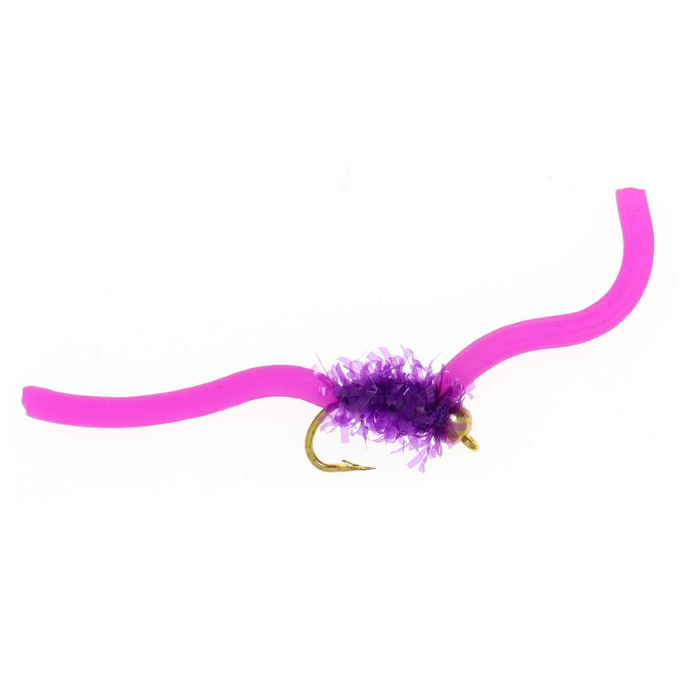#12 San Juan Worm Brass Bead Head Squirmy Wormy Fly