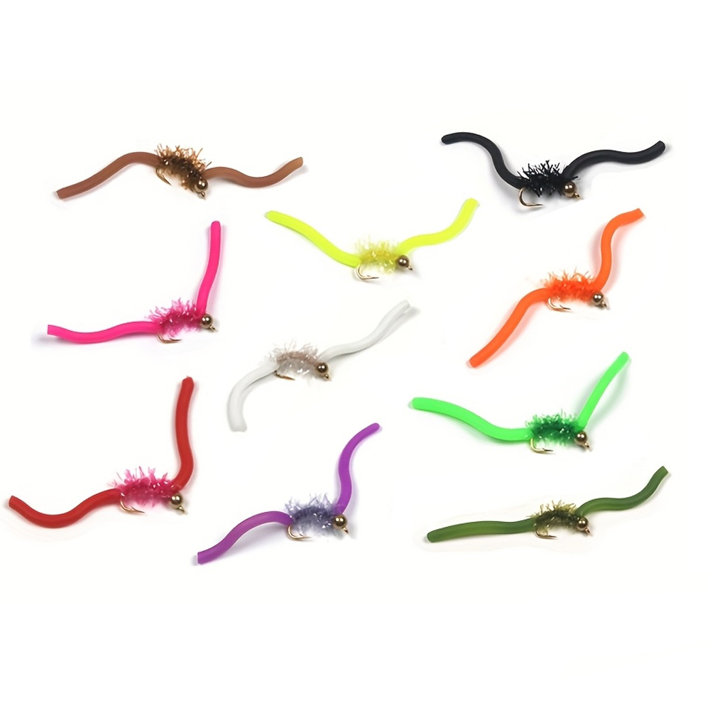#12 San Juan Worm Brass Bead Head Squirmy Wormy Fly