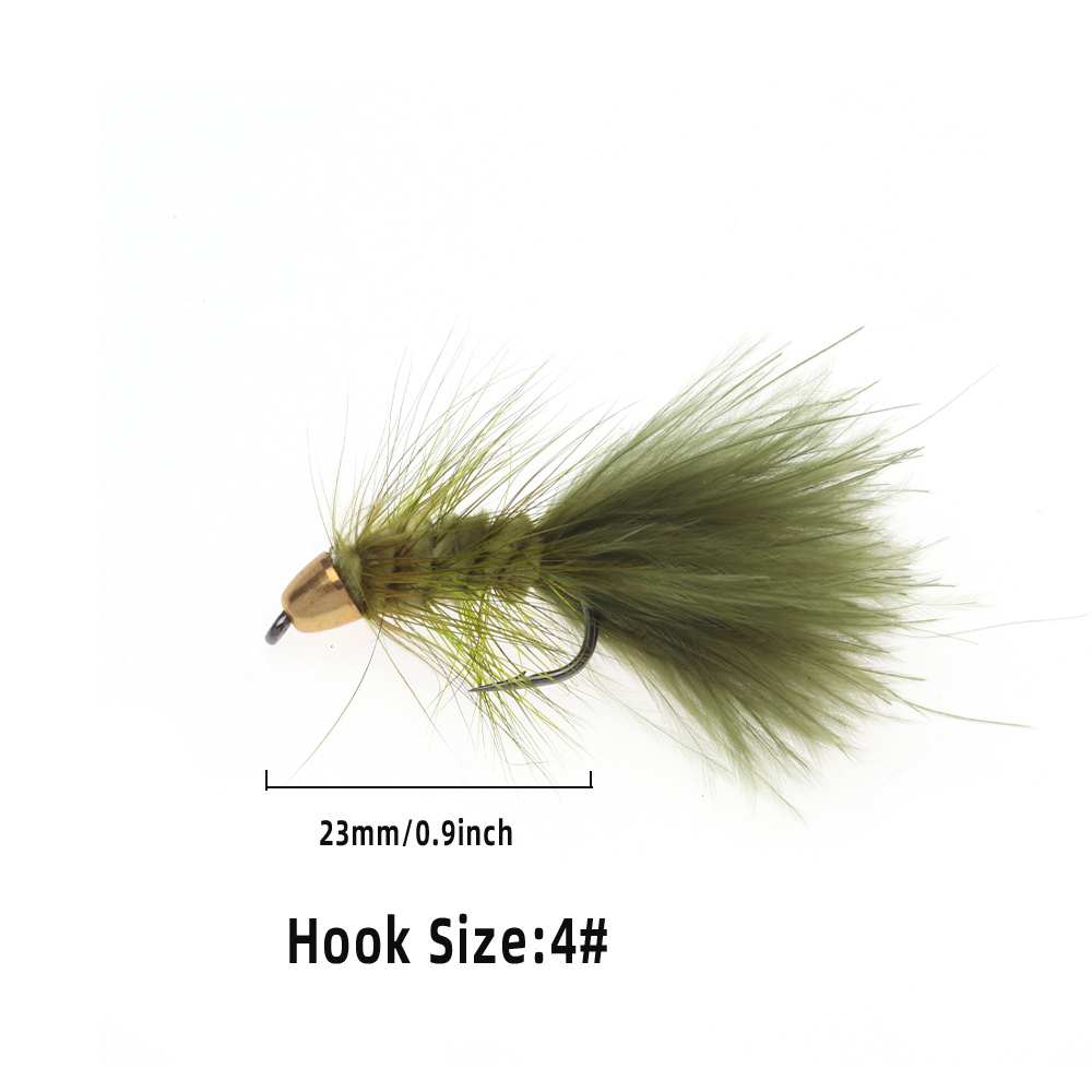 #4 Brass Cone Heads Woolly Bugger Streamers Fly Olive
