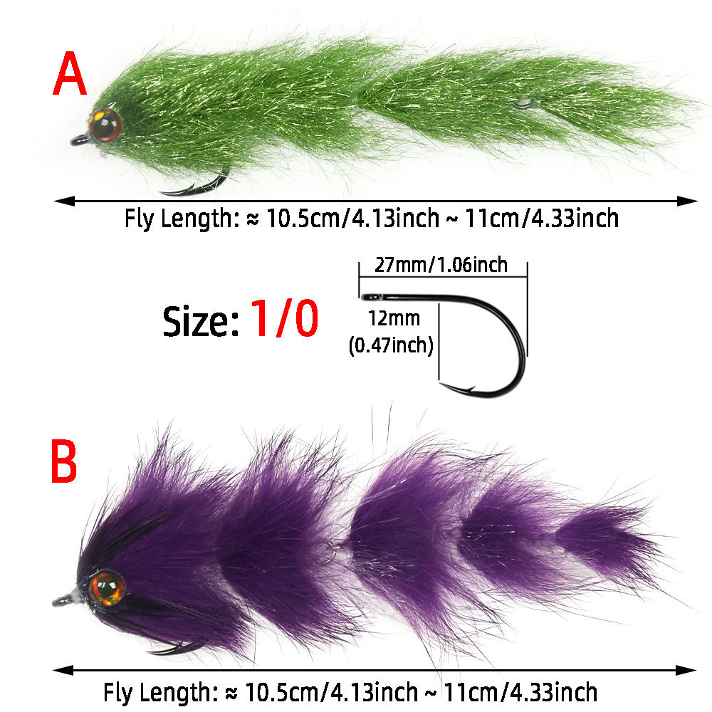 1/0 4.13inch Long Finesse Changer Articulated Fish Spine Fly Baitfish Streamers