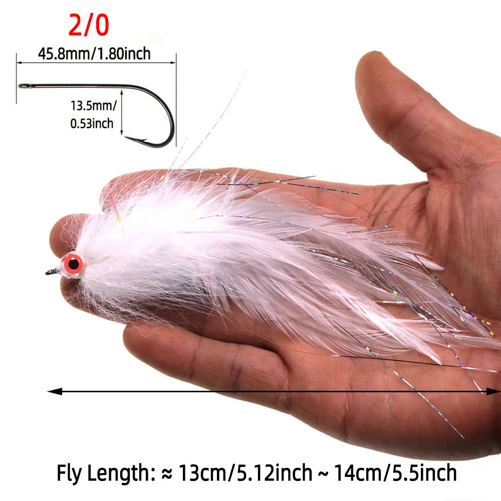 2/0 Suspending White Bait Fish Big Game Streamer Fly