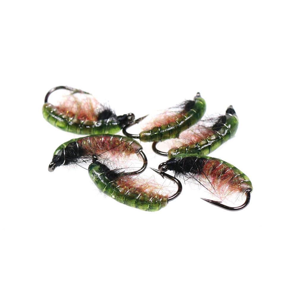 #8 #10  Fluorescent Green Back Nymphs Scud Bug Worm Flies