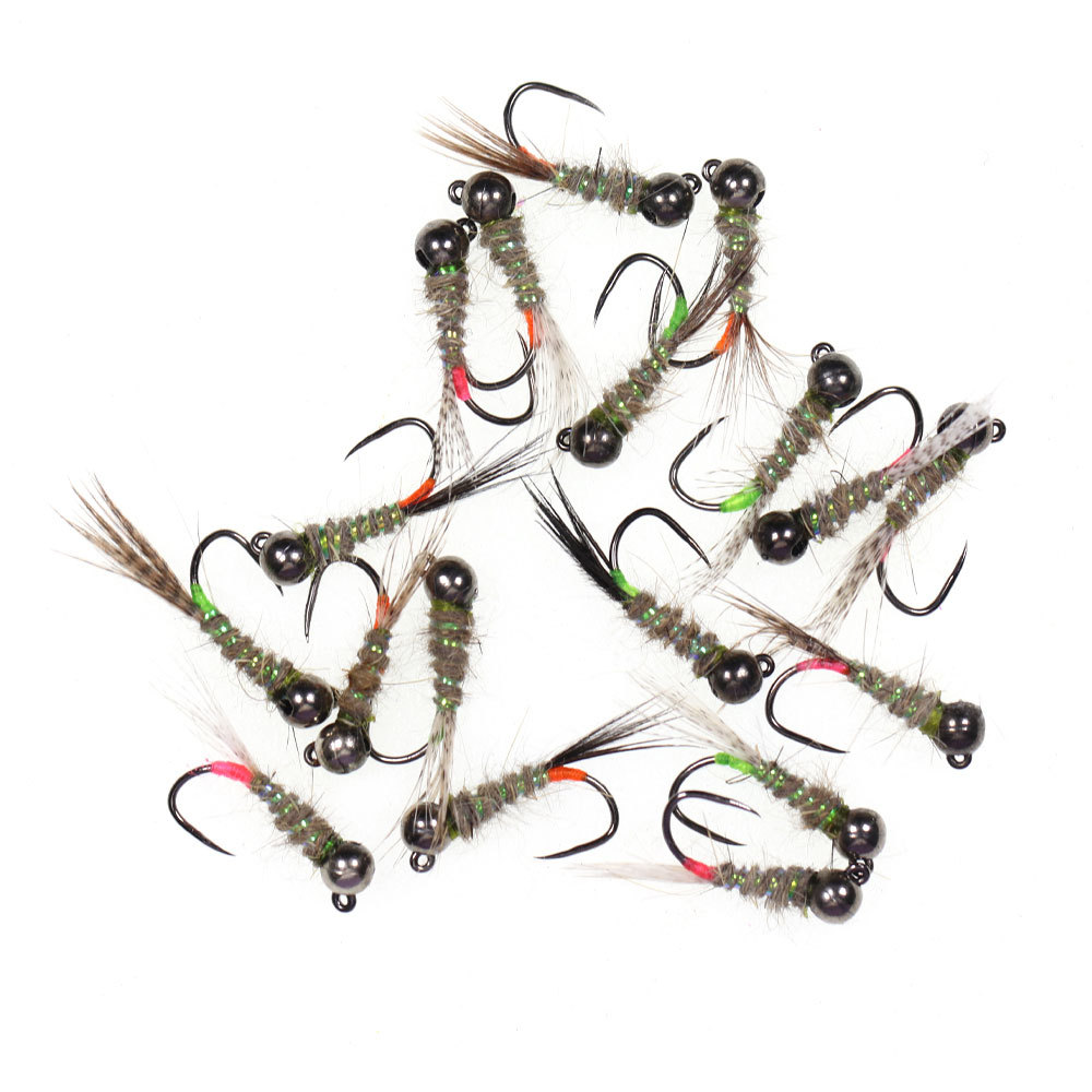 #12 #14 #16 Tungsten Bead Head Barbless Pheasant Tail Feather Jig Nymph Fly