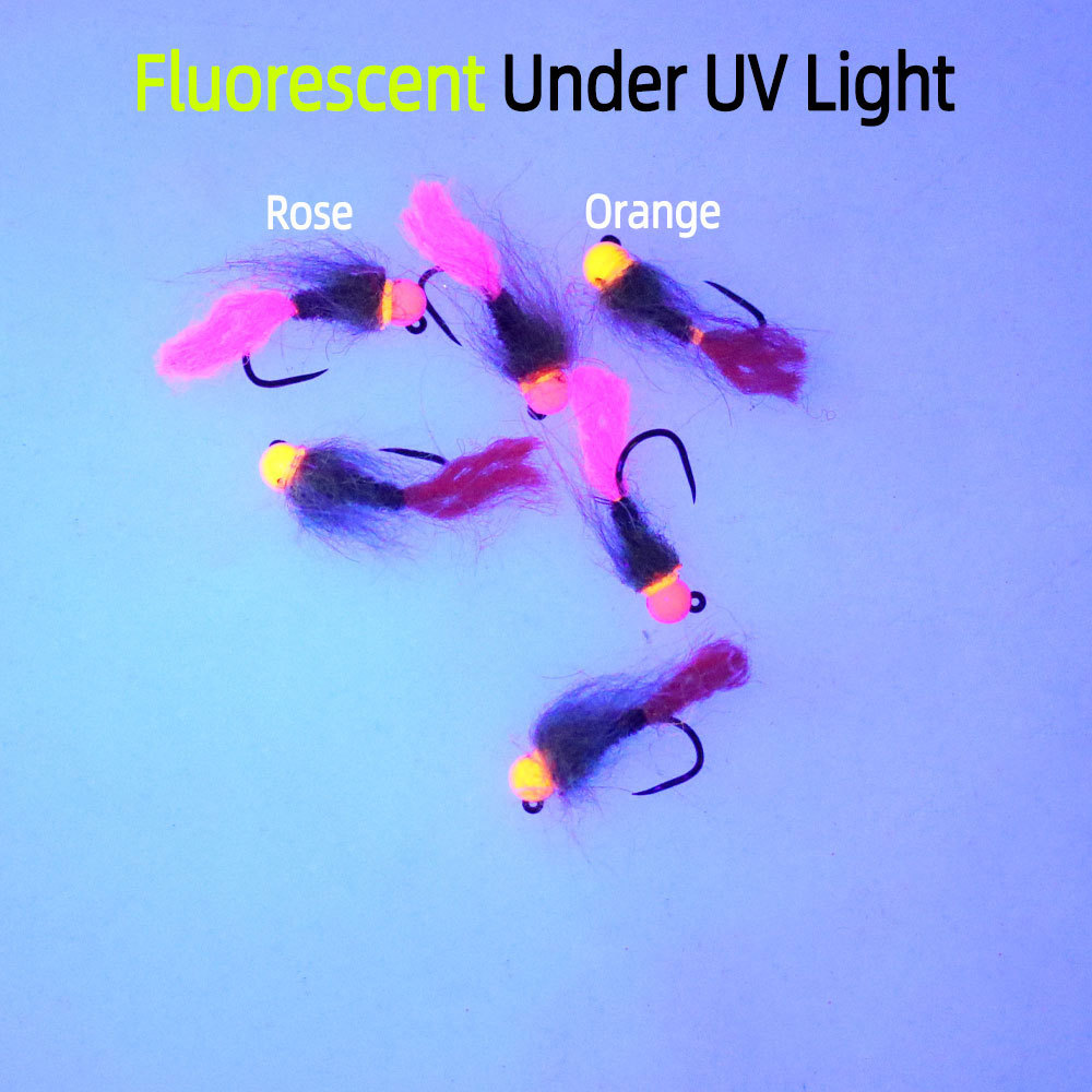 #12 #14 #16 Fluorescent Tungsten Bead Head Barbless Jig Nymph Fly