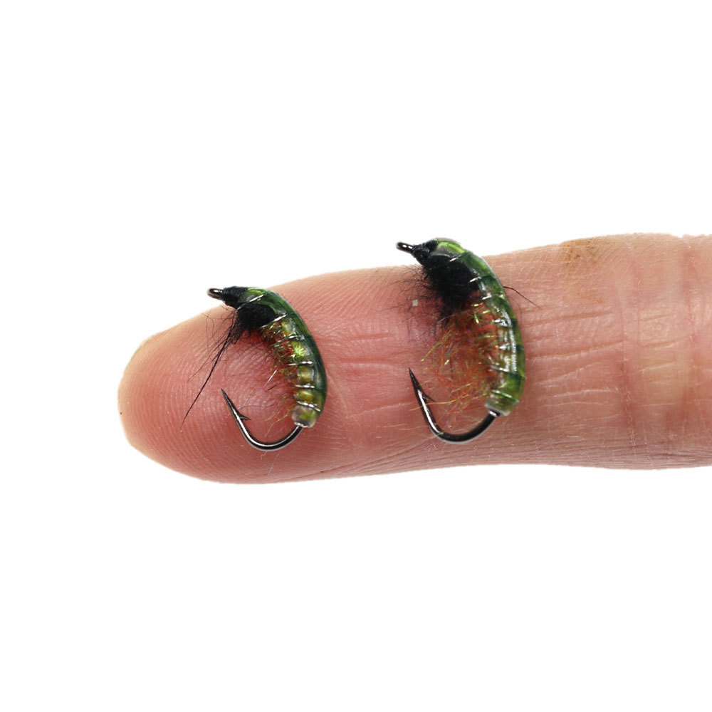#8 #10  Fluorescent Green Back Nymphs Scud Bug Worm Flies
