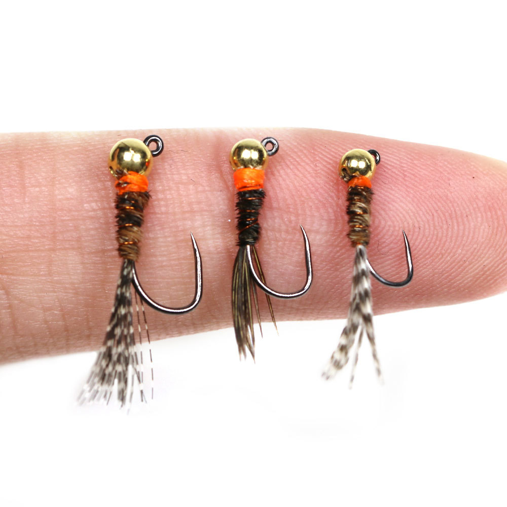 #12 #14 #16 Tungsten Bead Head Barbless Pheasant Tail Feather Jig Nymph Fly Euro Perdigon Nymph Wet Fly