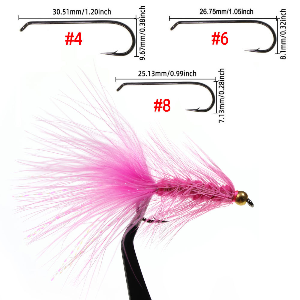 #4 #6 #8 Brass Bead Head Woolly Bugger Streamers
