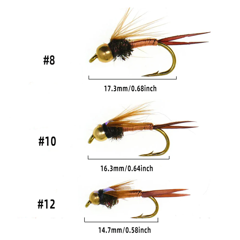 #8 #10 #12 Brass Bead Head Copper John Nymph Fly
