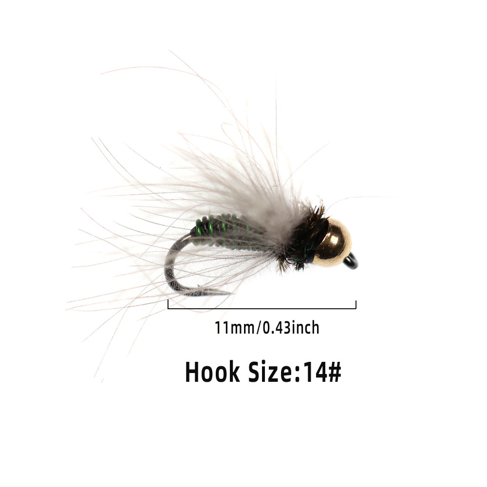 #14 Brass Bead Head CDC Copper  Wire Nymph Fly