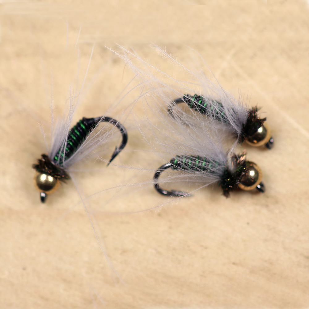 #14 Brass Bead Head CDC Copper  Wire Nymph Fly