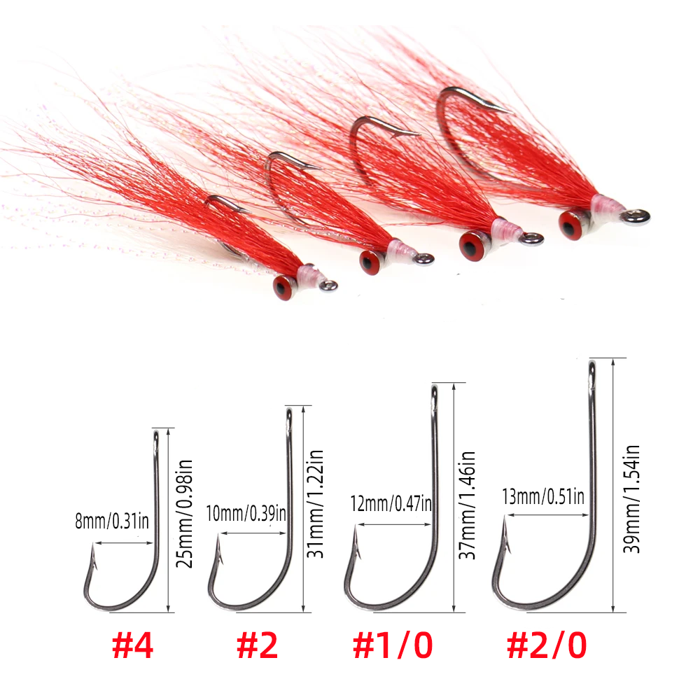 #4 #2 #1/0 #2/0 Bucktail Clouser Minnow Streamer Flies