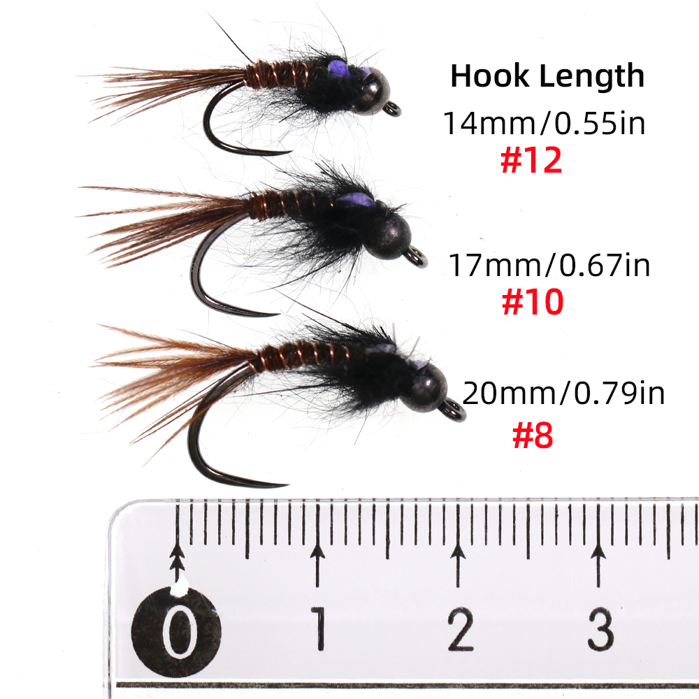 #8 #10 #12 Tungsten Bead Head Barbless Jig Hook Flash Back Pheasant Tail Nymph